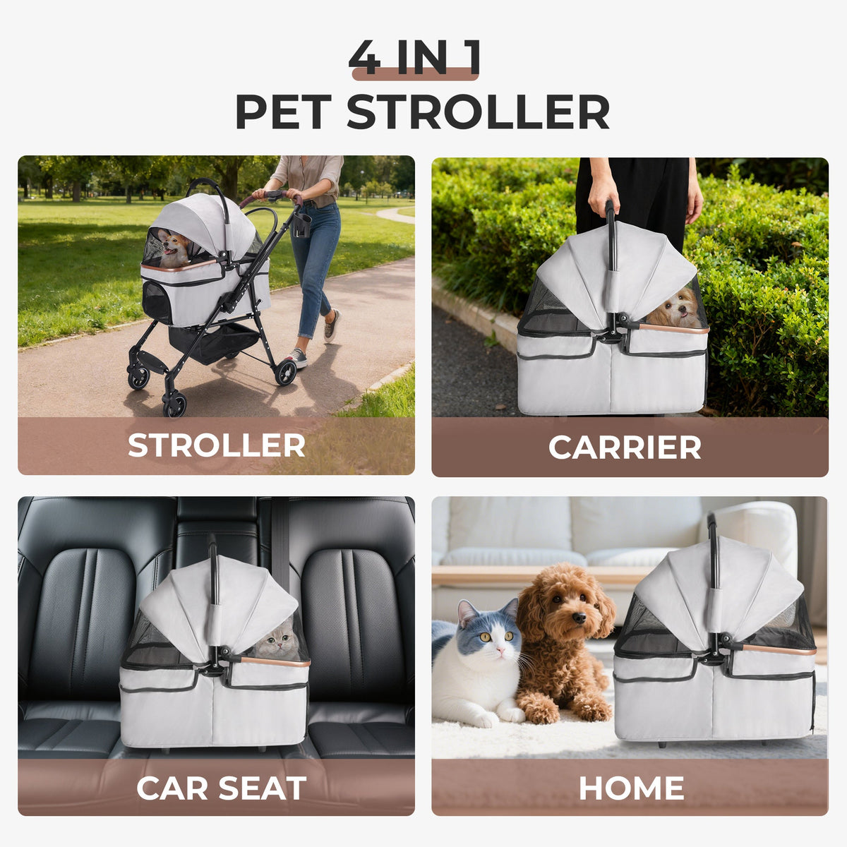 Foldable Pet Stroller For Small Dogs Cats
