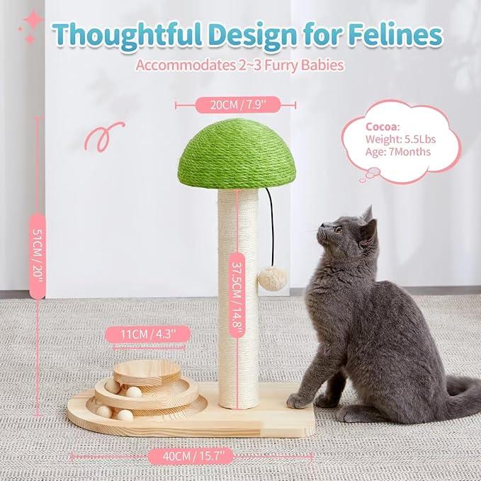 Mushroom Sisal Rope 2-in-1 Wooden Interactive Ball Track Cat