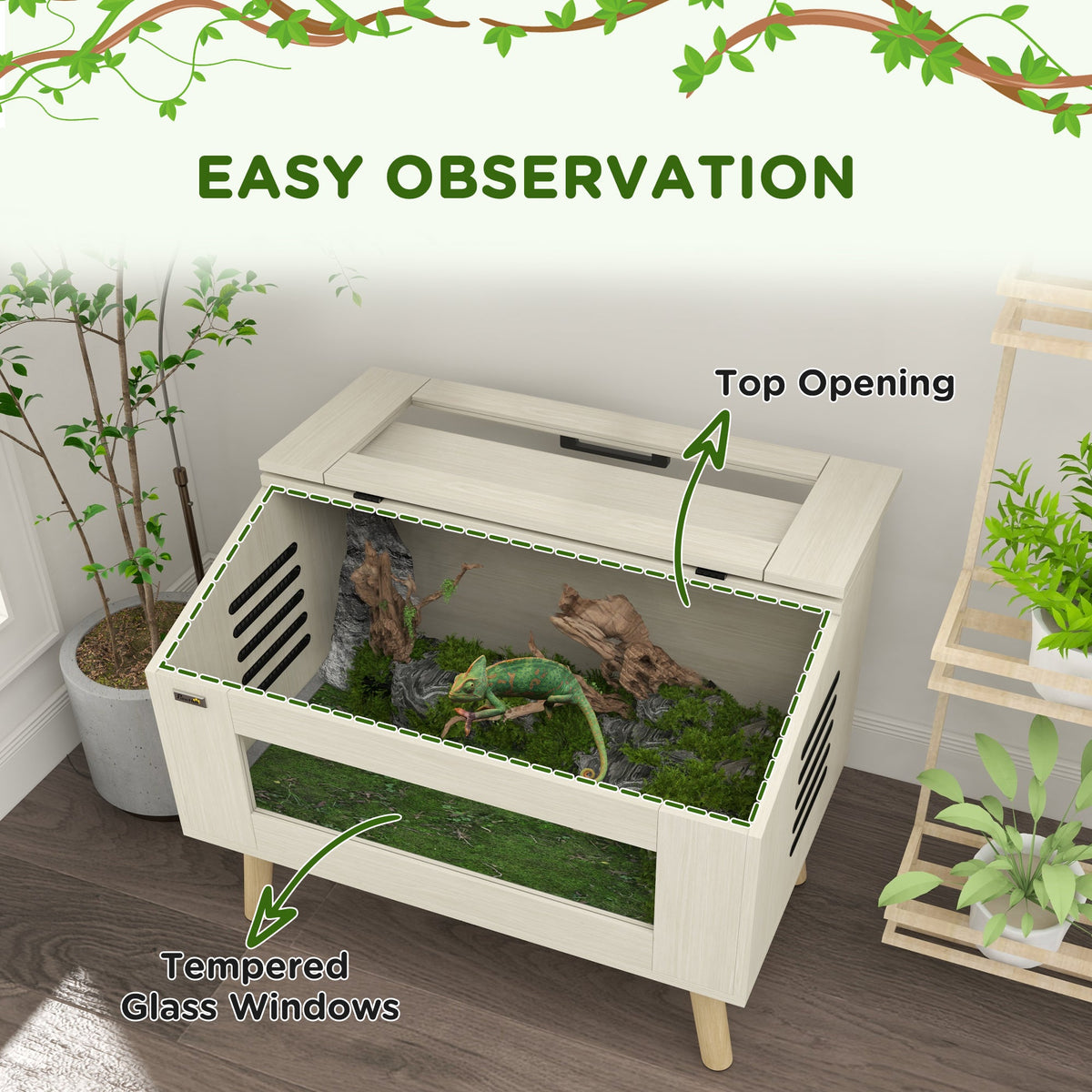 30 Gallon Reptile Tank Top Opening Enclosure With Glass Windows