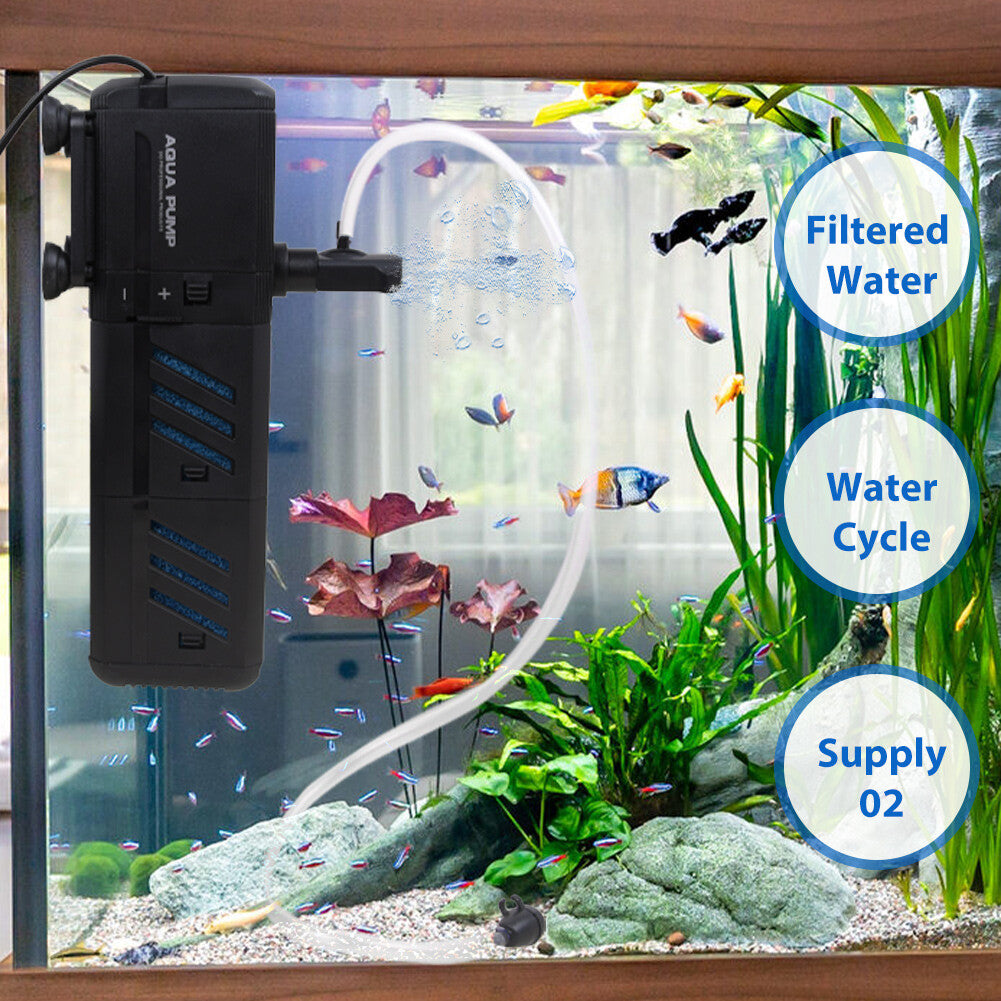 4 In 1 Aquarium Fish Tank Filter Water Pump Internal Purifier