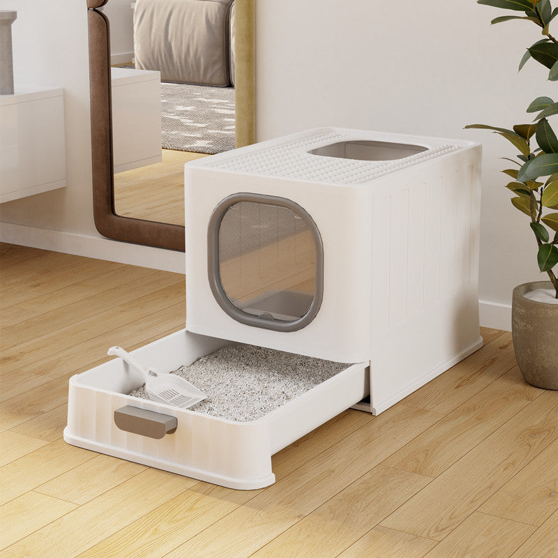 Fully Enclosed Litter Box Large Plastic Folding Deodorant