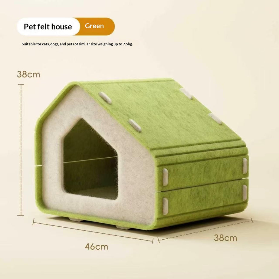 One-piece Thickened Felt Windproof Cat Bed With Scratching Post