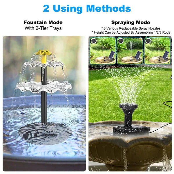 3-tier Solar Bird Bath Fountain Powered Water-pump Waterfall