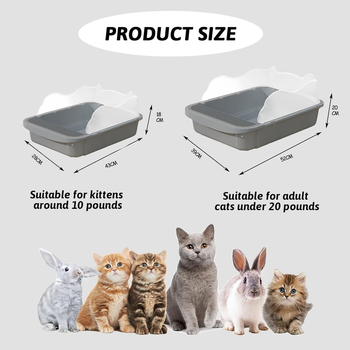 Sifting Cat Litter Box For Kittens Open With High Sides Detachable