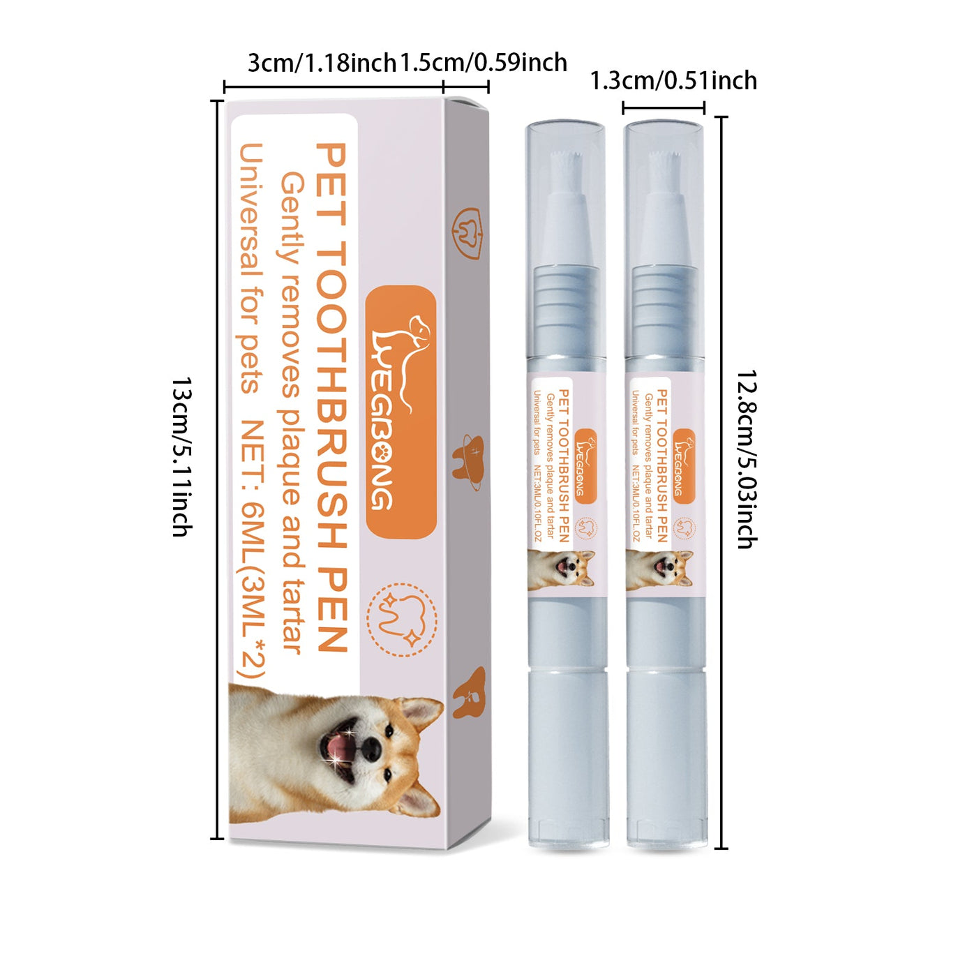 Pet Dental Toothbrush Pen 2pack Dog Cat Plaque Tartar Remover