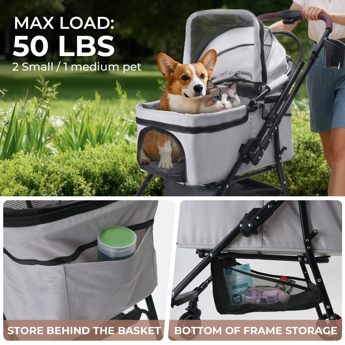 Foldable Pet Stroller For Small Dogs Cats