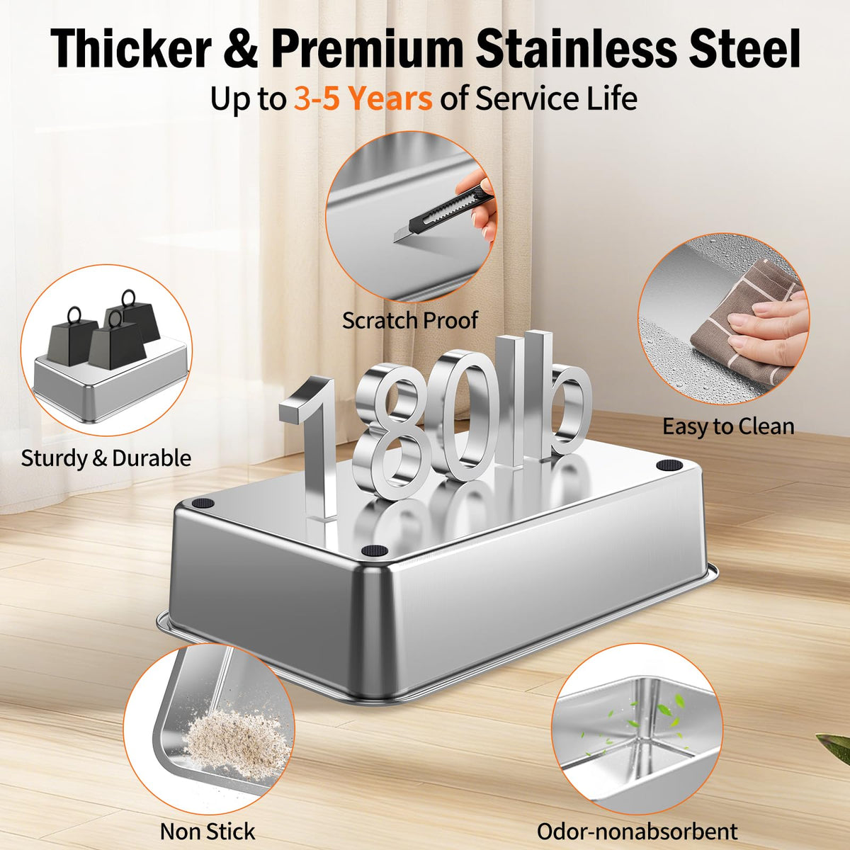 Stainless Steel Litter Box With Lid Enclosed Metal Extra Large