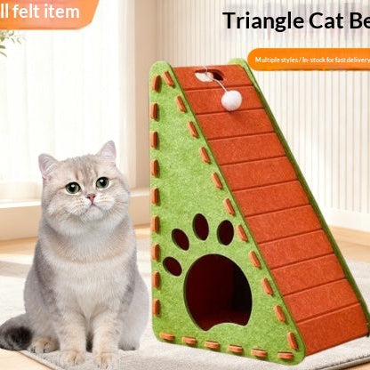 Triangular Vertical Cat Bed With Thickened Wear-resistant