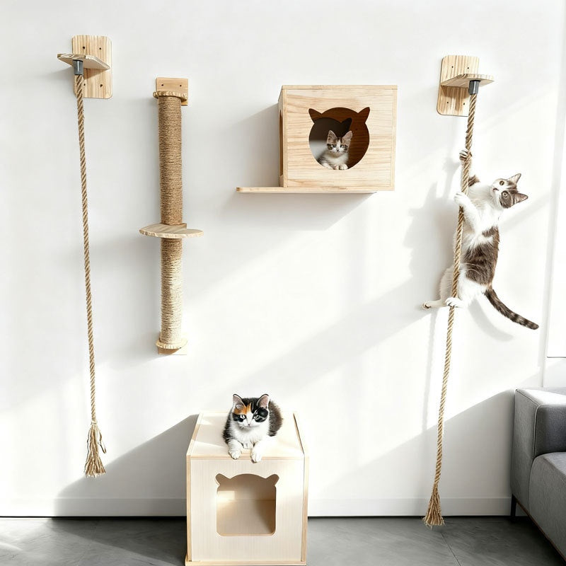 Cat Tree With Scratching Post Jumping Platform And Bed Complete Set