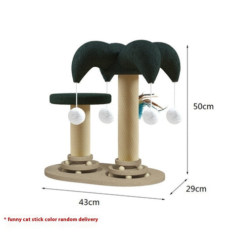 Cat Self-hi Solid Wood Turntable Scratching Post Teaser Durable