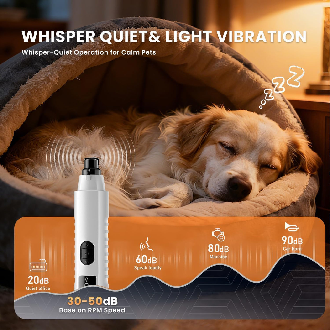 2026 New Silent Groom Pro Dog Nail Grinder 5-speed With LED Light