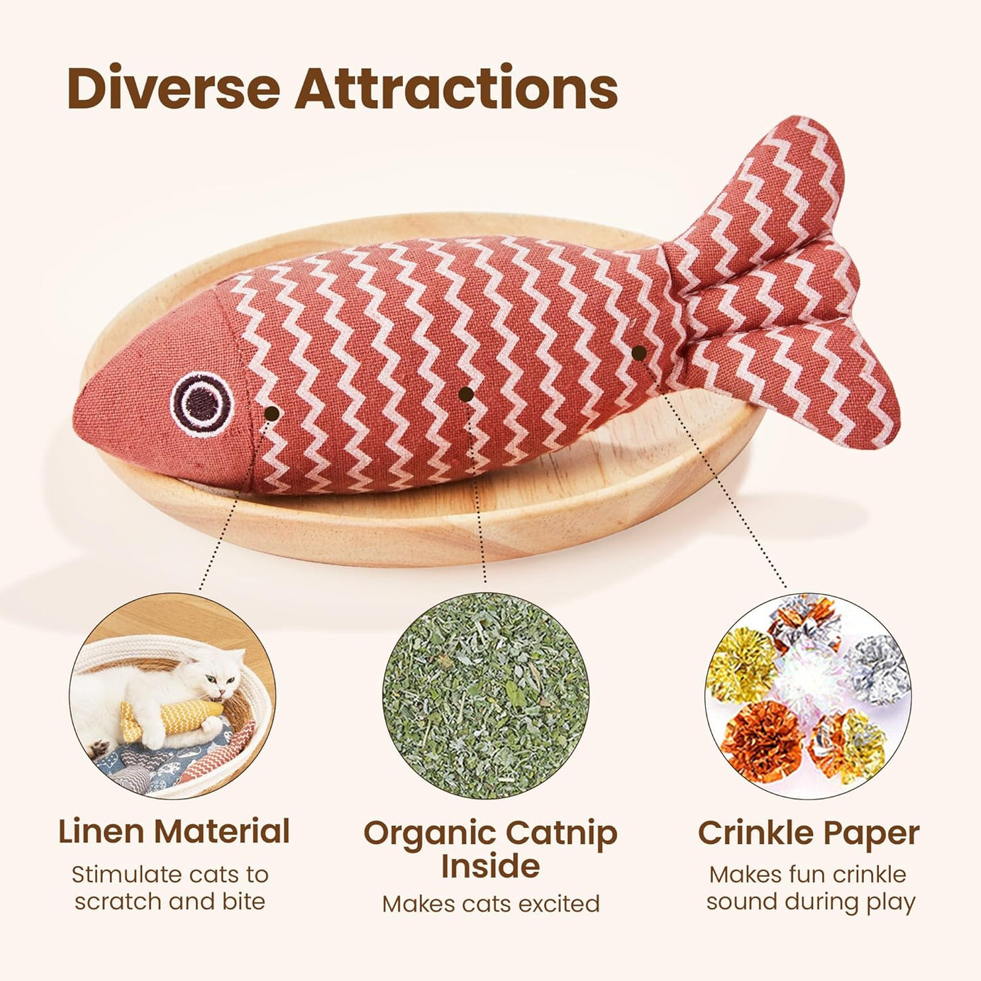 3 Pcs Catnip Toys Fish Cat Self Play For Indoor Cats And Kitten Toy