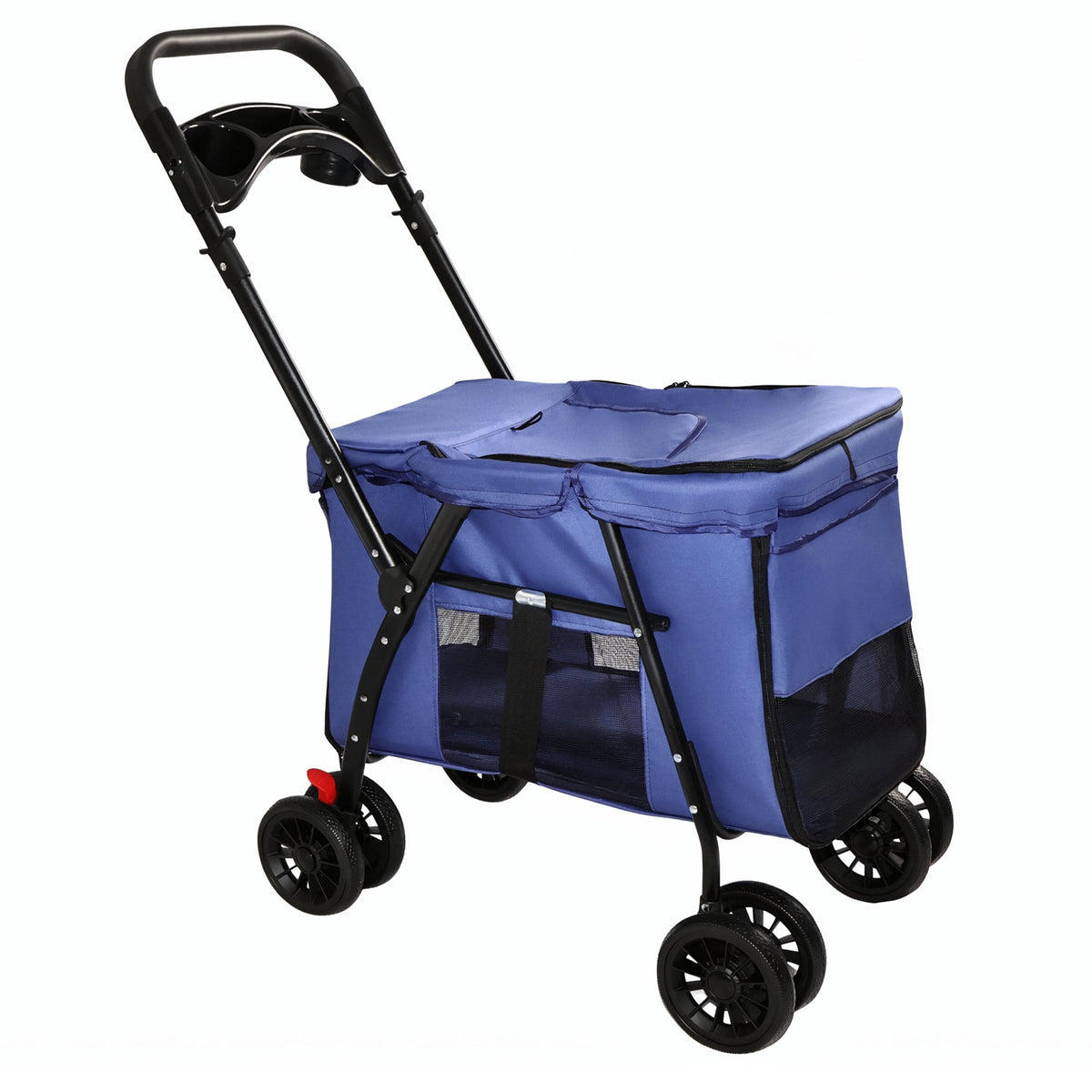 Pet Stroller Foldable 4-wheel Design Breathable Mesh Dog Cat