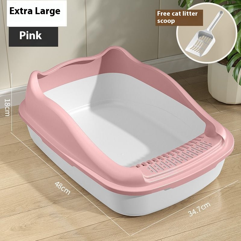 Litter Box Oversized Semi-enclosed Cat Toilet Anti-splash Poop Basin
