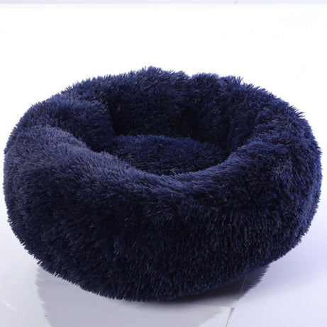 Dog Beds For Small Dogs Round Plush Cat Litter Kennel Pet Nest Mat (Navy Blue & Tiedye Sky Blue)