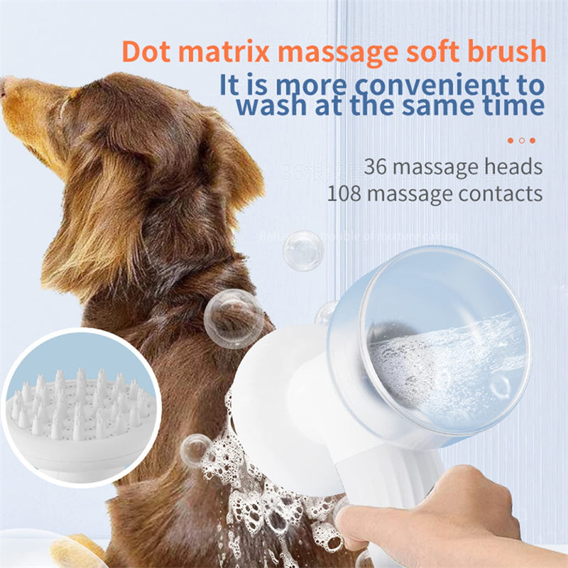 Automatic Foaming Dog Cat Bath Brush Shampoo With Soap Dispenser