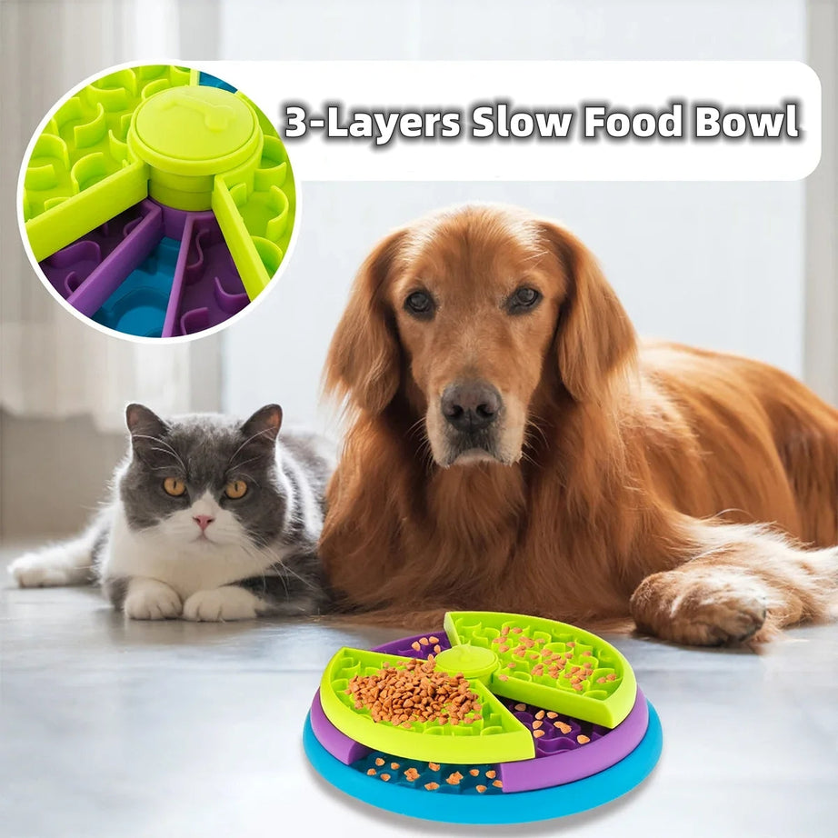 Slow Food Bowl Anti Choking Cat Dog Basin Puzzle Feeder Healthy Pet