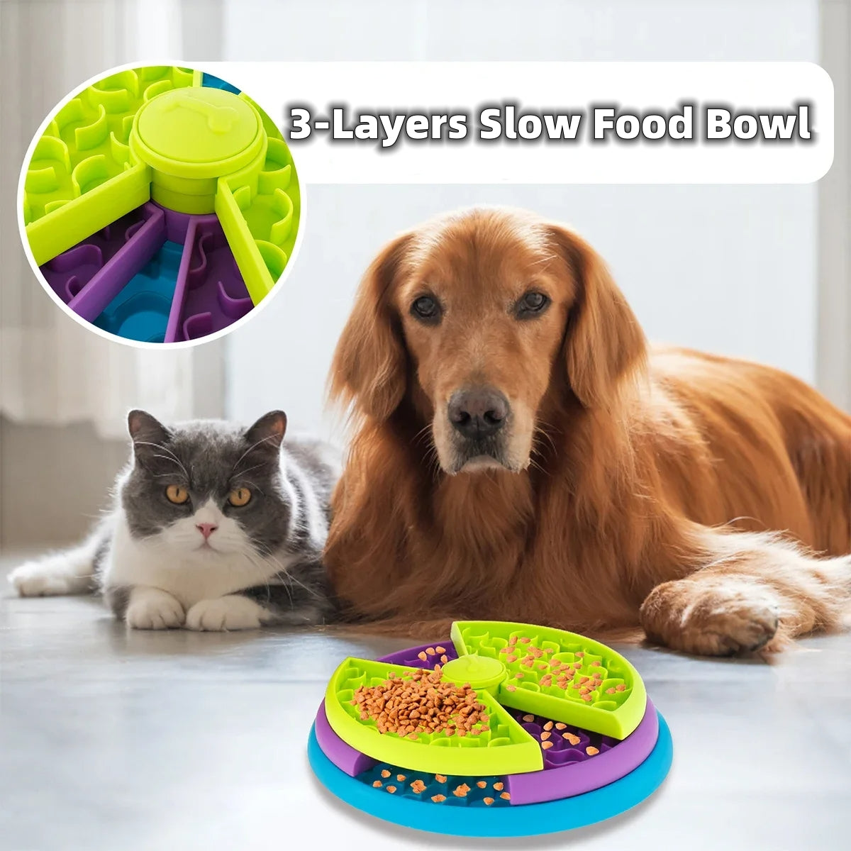 Slow Food Bowl Anti Choking Cat Dog Basin Puzzle Feeder Healthy Pet