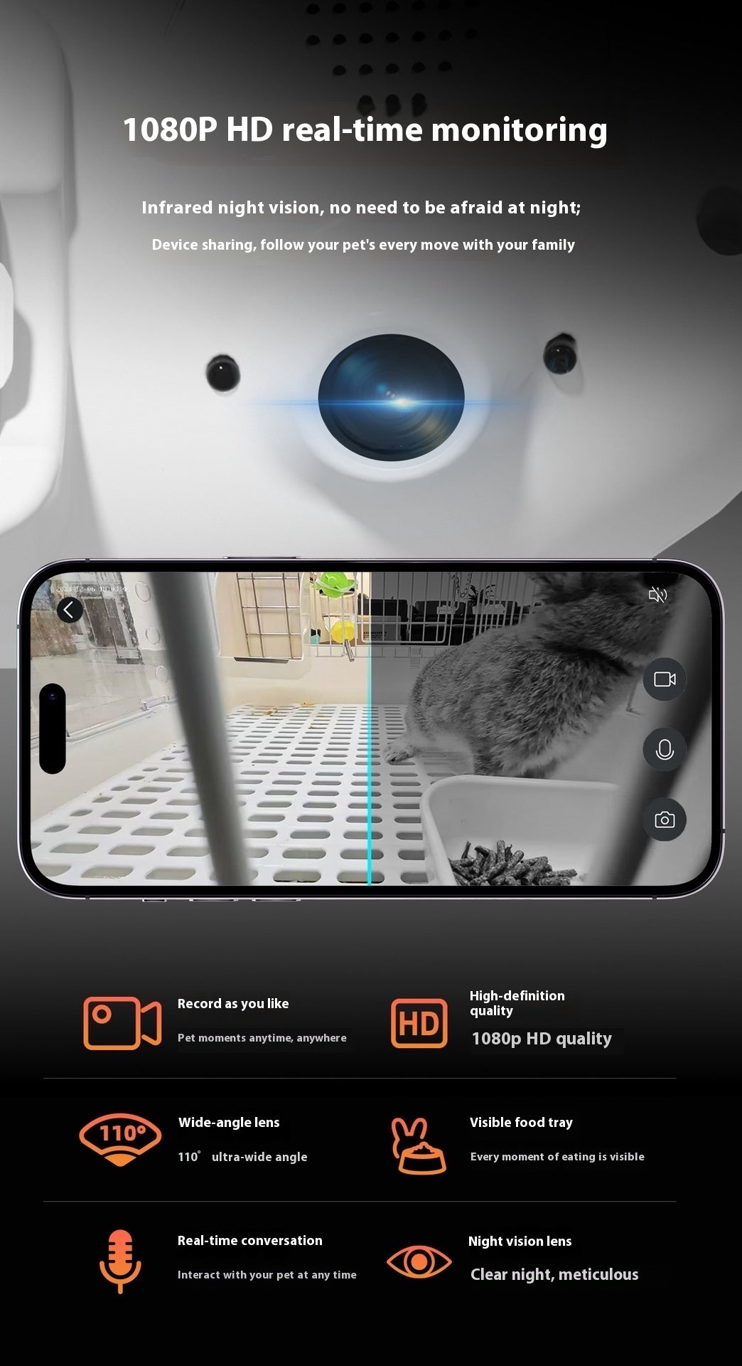 Automatic Pet Feeder Hamster Remote Surveillance Camera Rabbit