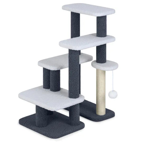 2-in-1 Cat Stairs Tree With Sisal Scratching Post 4 Levels Pet