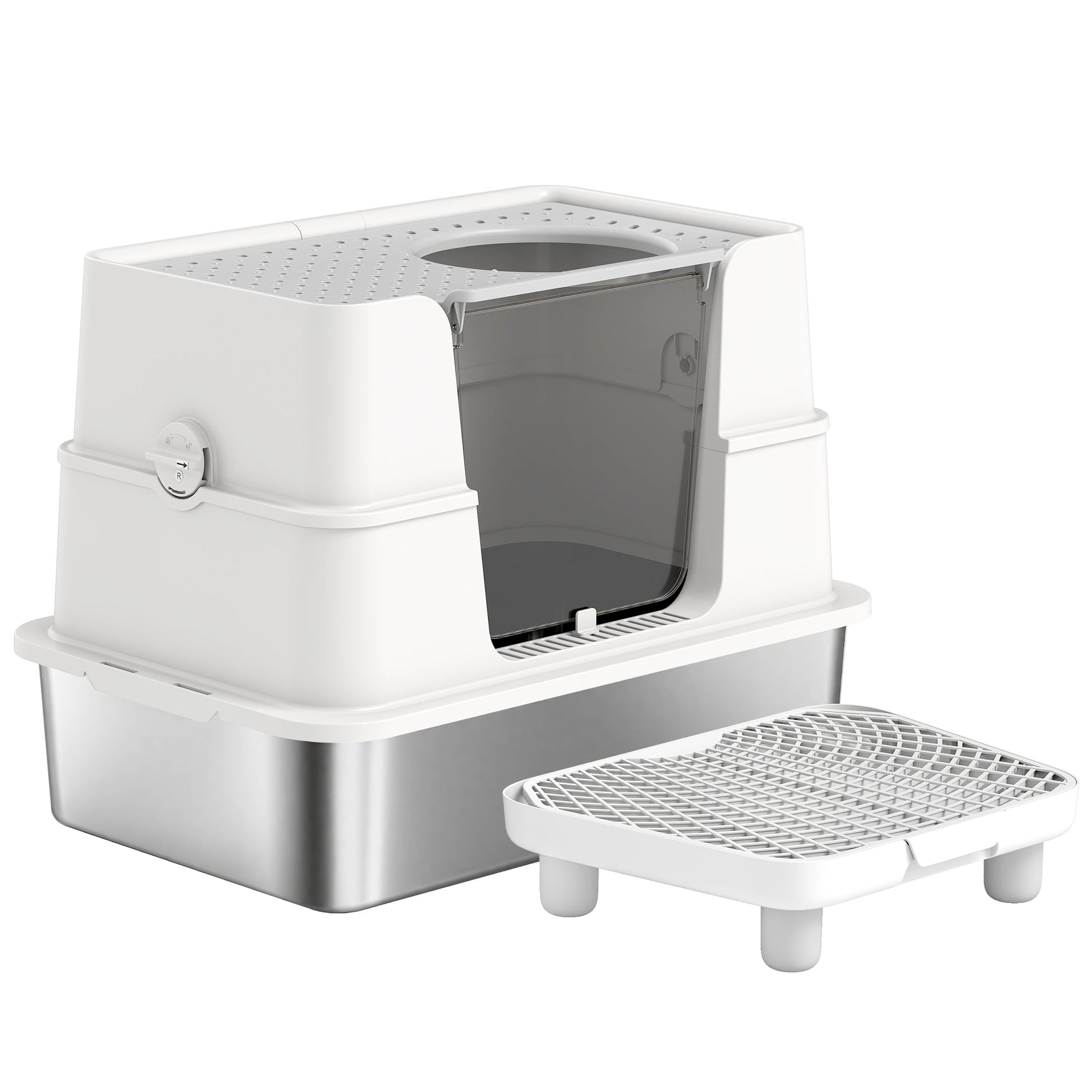 Cat Litter Box Top And Side Entry Enclosed With Flip