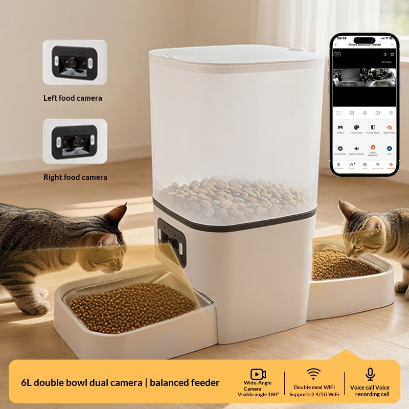 Pet Feeder For Cats 6l Automatic Feed Dispenser With Camera