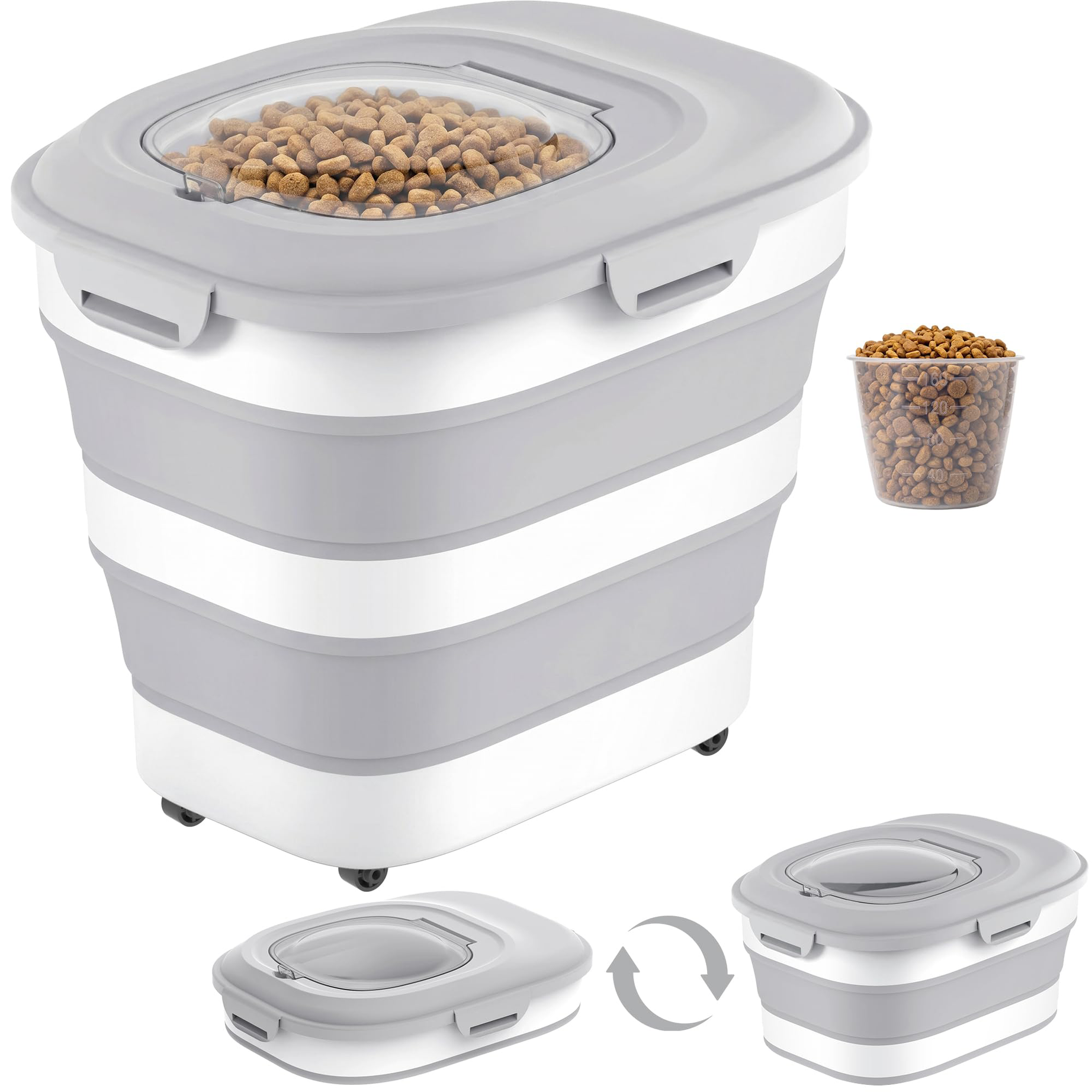 Dog Food Storage Container With Wheels Collapsible Pet With Clear