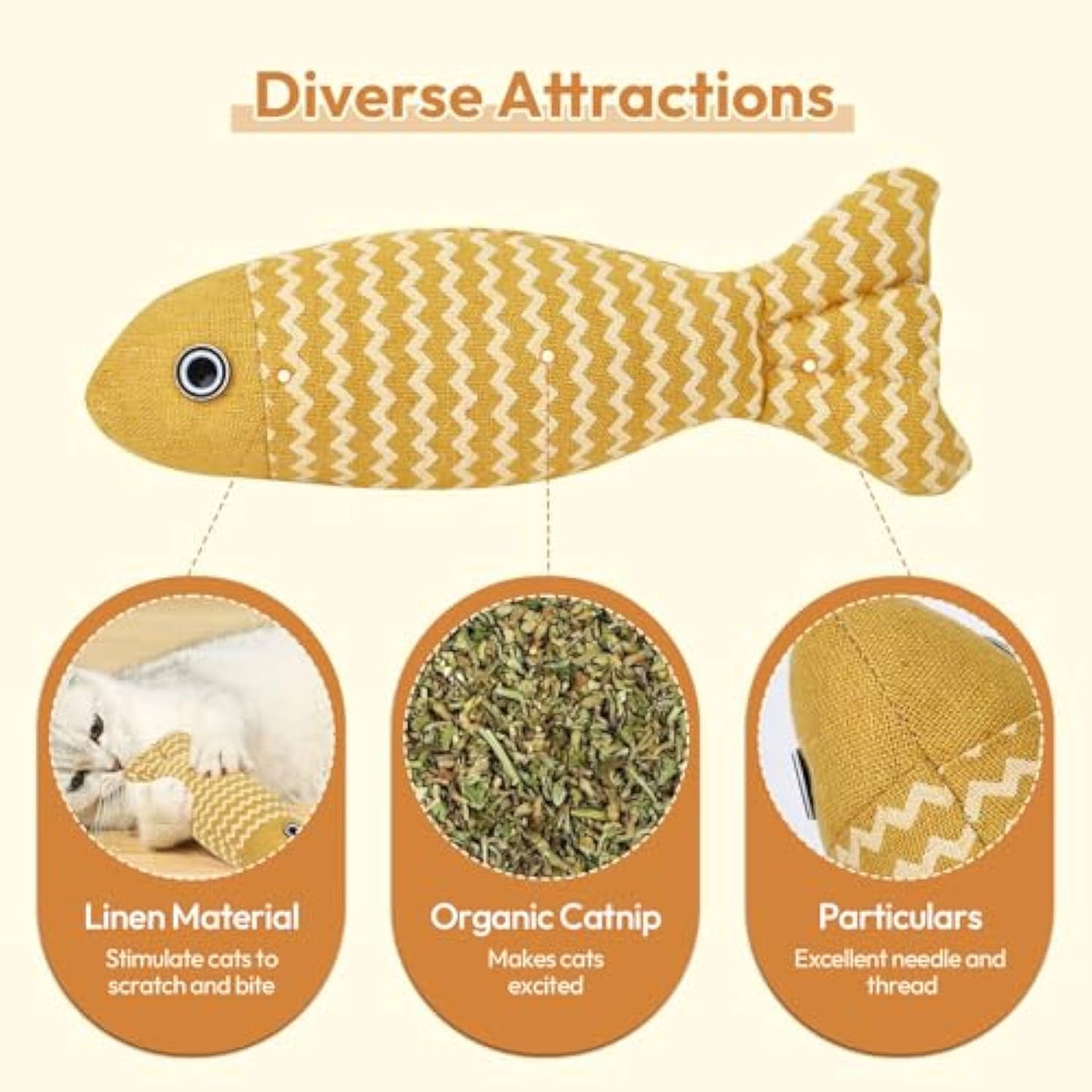 3 Pcs Catnip Toys Fish Cat Self Play For Indoor Cats And Kitten Toy