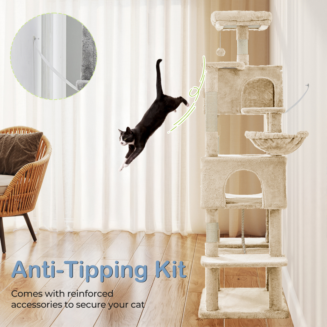 66 Inch Cat Tree Tower Large Multi-cat Climbing Extended Platform