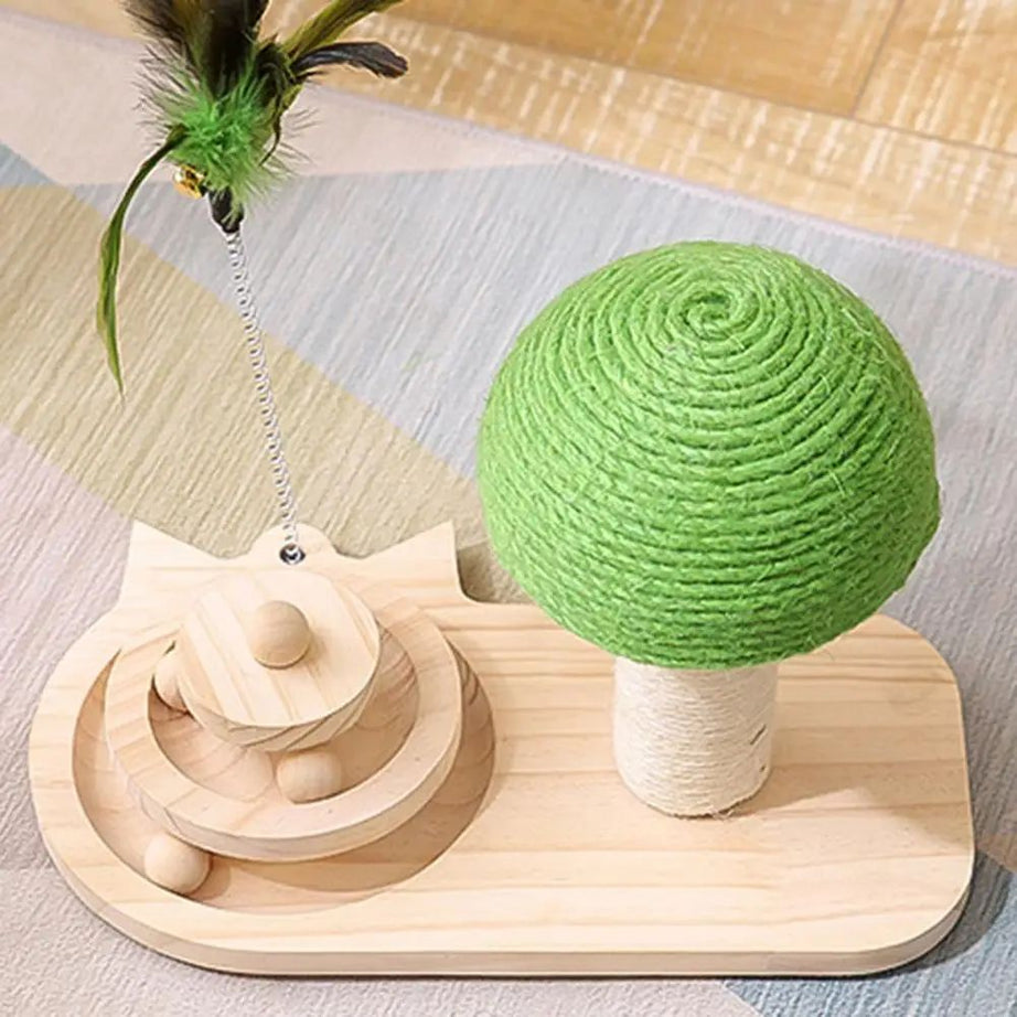 Cat Toys Scratching Post Mushroom Sisal Rope Scratcher Tree Tower