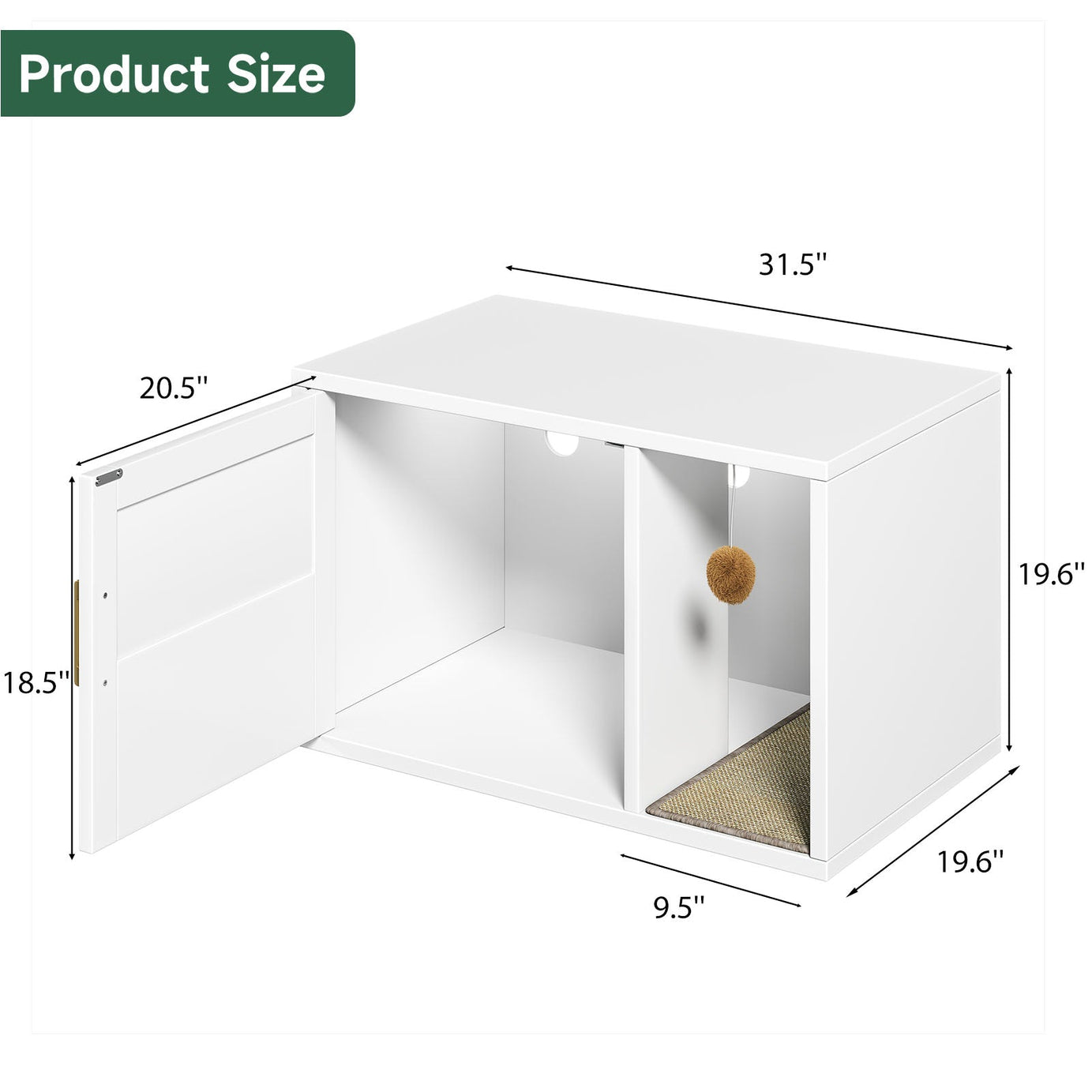 Cat Litter Box Cabinet Multifunctional White Modern House Washroom
