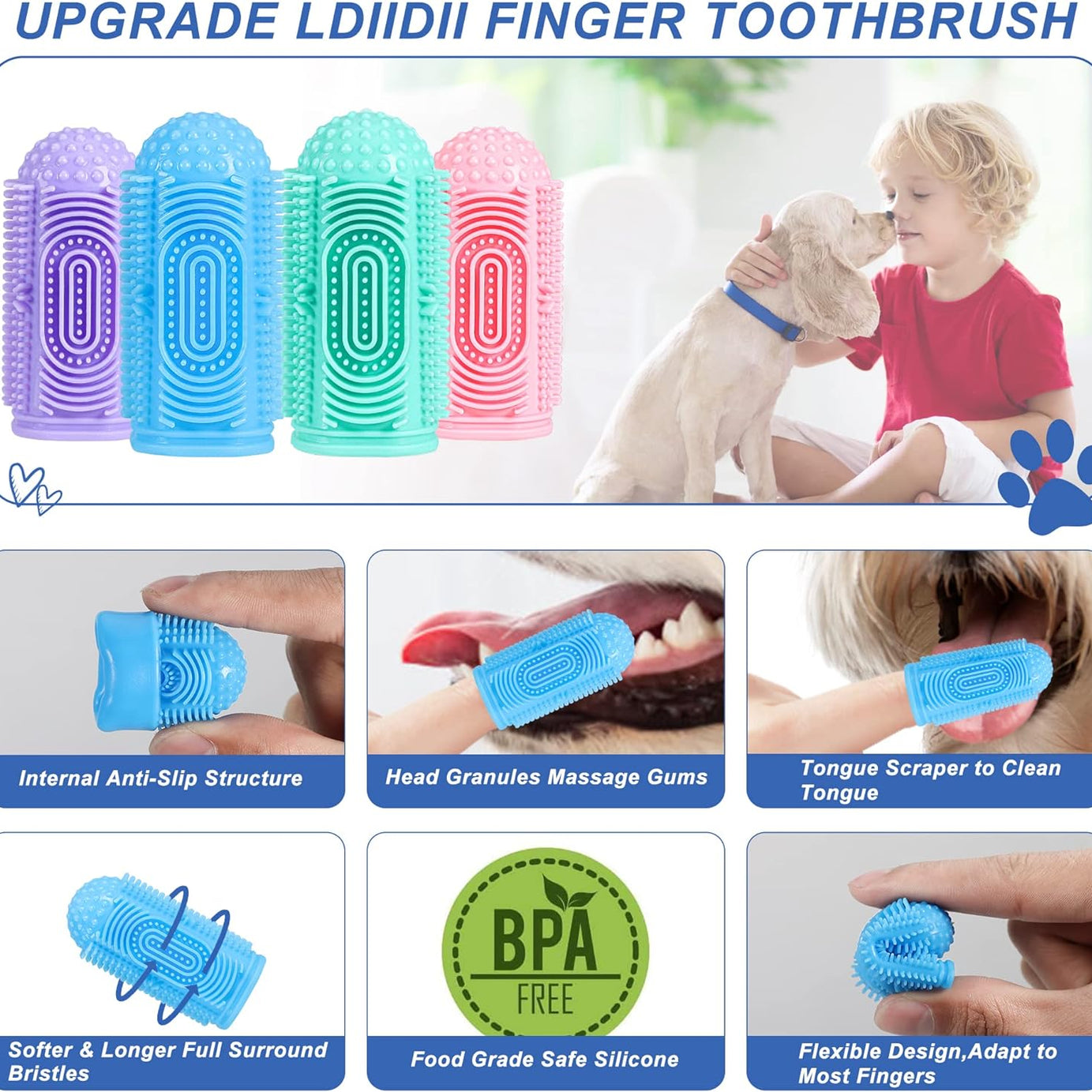 Dog Toothbrush Tooth Brushing Kit Finger For Teeth Cleaning Dental
