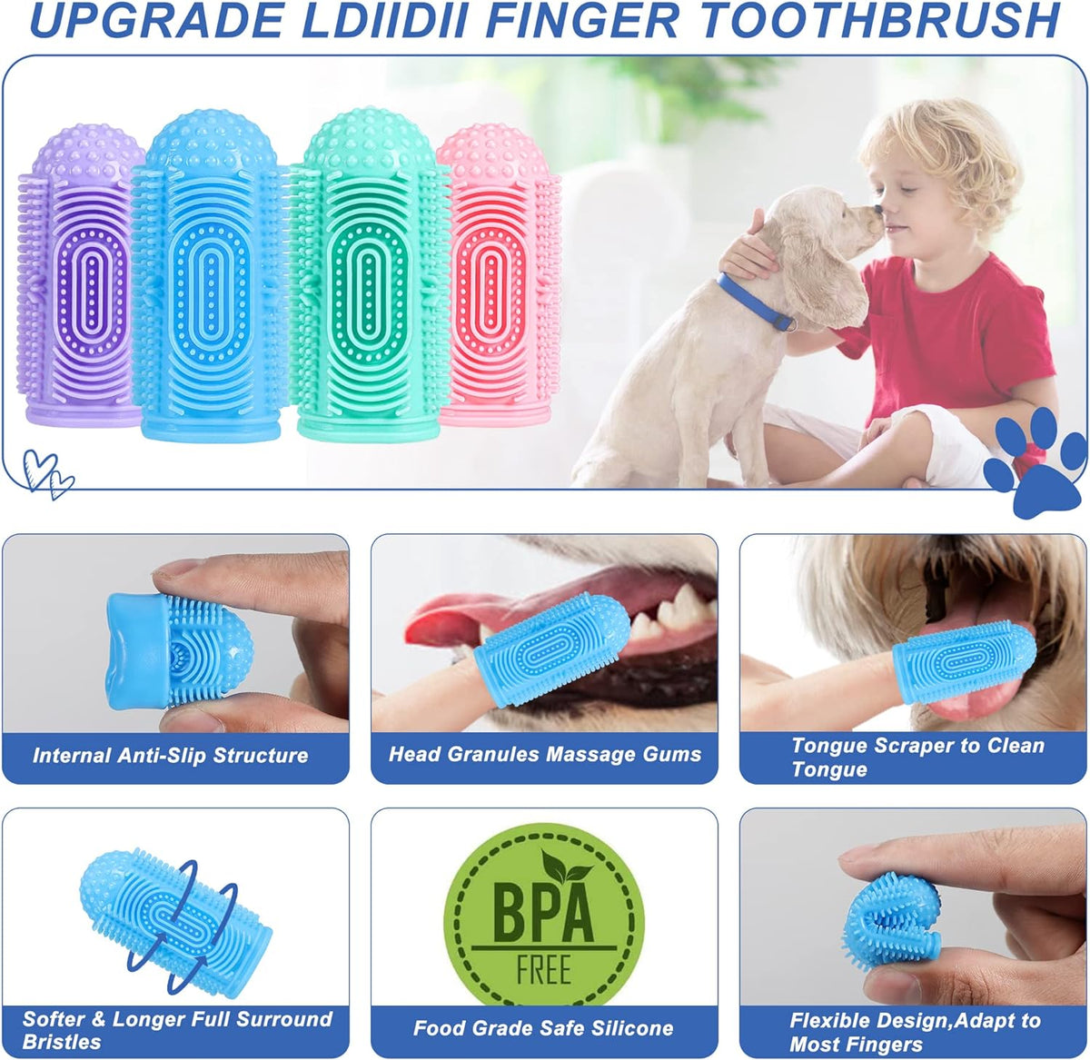 Dog Toothbrush Tooth Brushing Kit Finger For Teeth Cleaning Dental