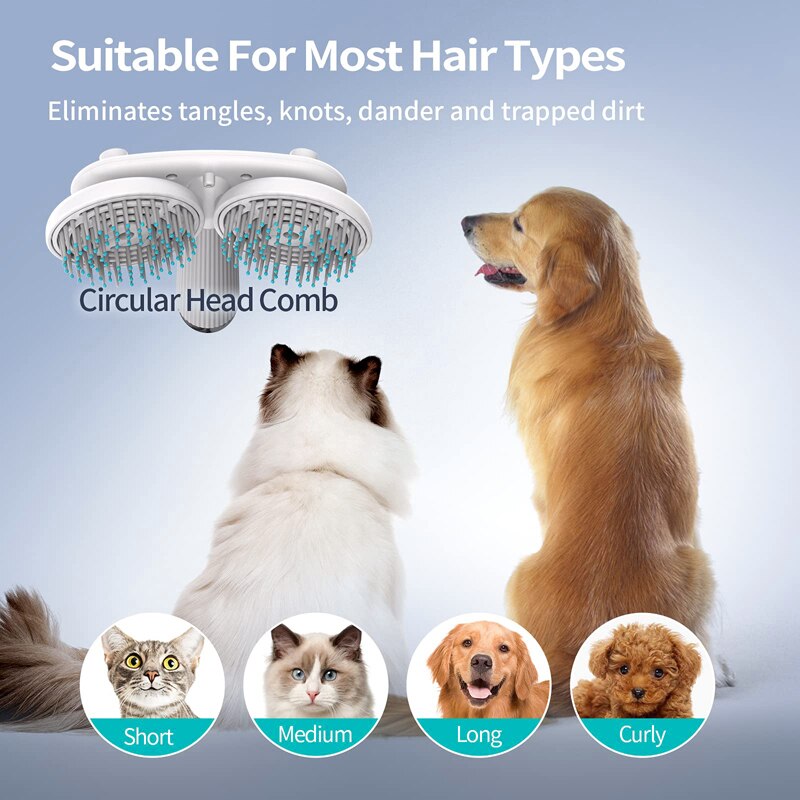Pet Cat Brush Dog Slicker Double-headed Negative Ion One-button