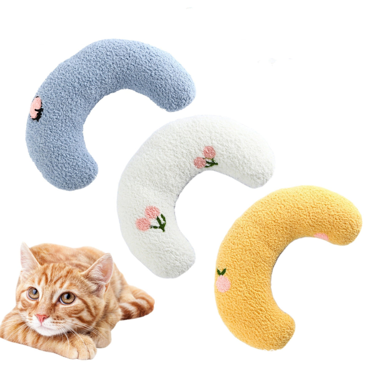 Little Pillow For Cats Fashion Neck Protector Deep Sleep Puppy (3 Pieces & Blue And White)