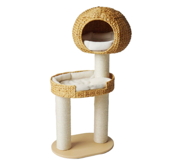 Green Song Woven Cat Climbing Frame With Thick Posts Tree Bed