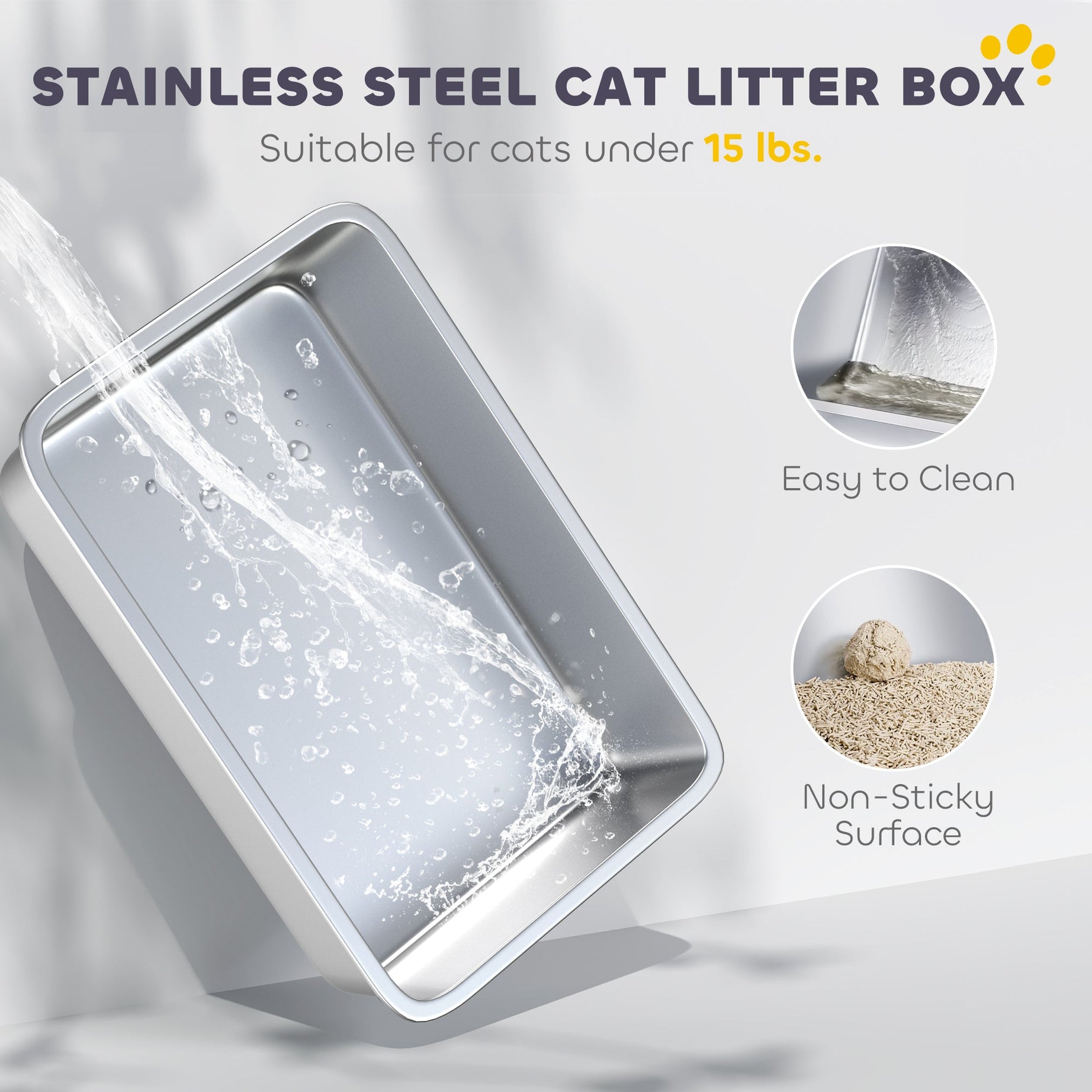 Extra Large Stainless Steel Litter Box Enclosed Cat With Scoop
