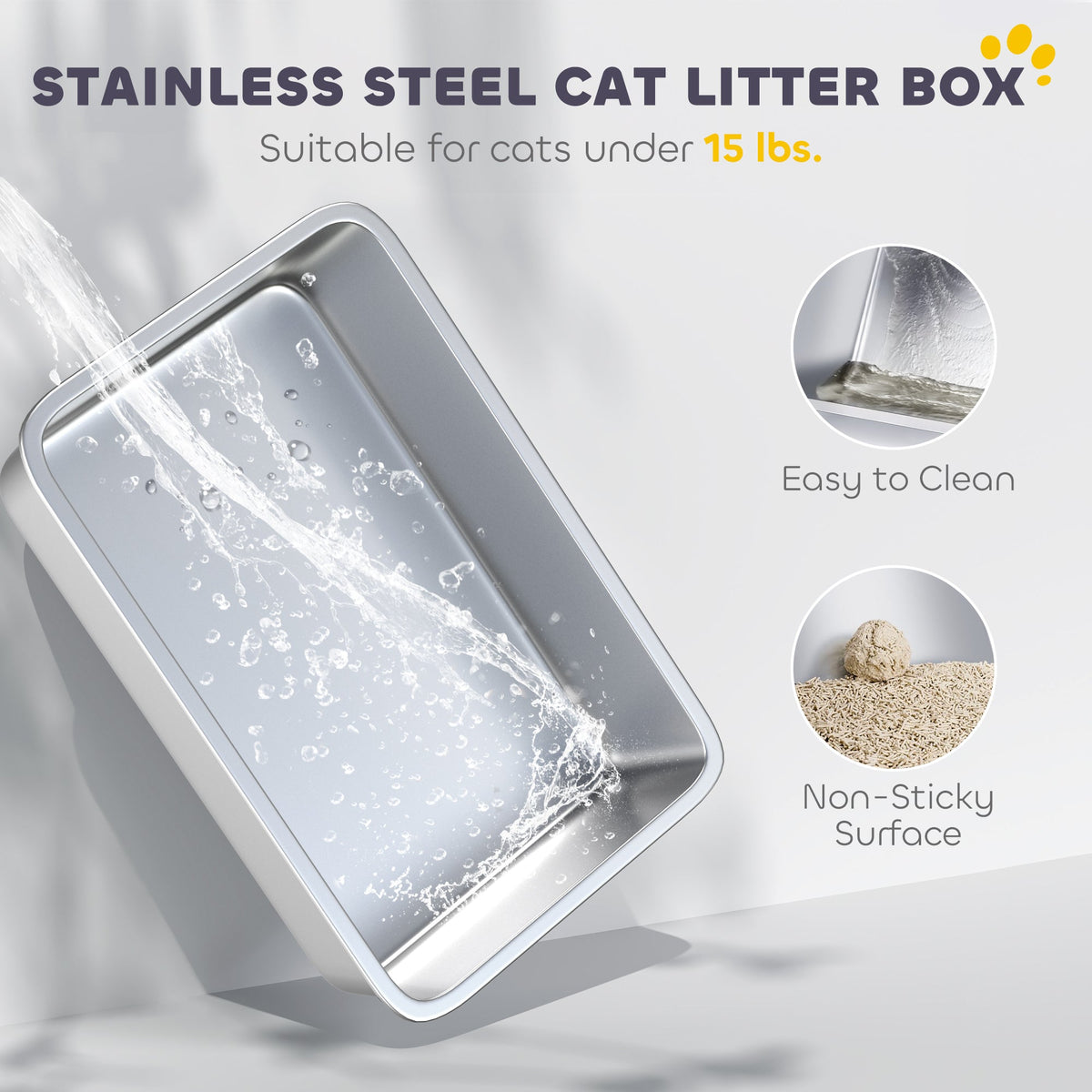 Extra Large Stainless Steel Litter Box Enclosed Cat With Scoop