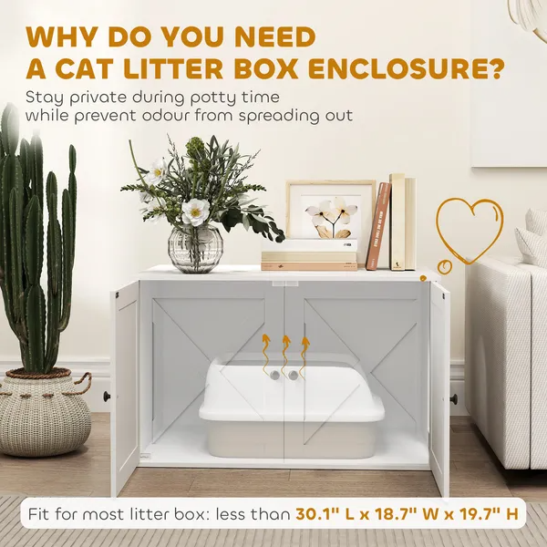 Cat Litter Box Enclosure With Barn Door Hole