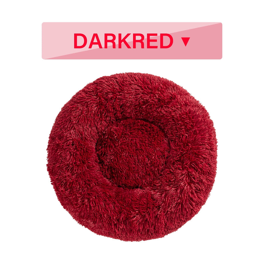 Fluffy Donut Dog Bed Warm Soft Long Plush Pet Cushion House Cat
