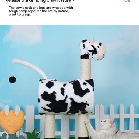 Cow Cat Climbing Frame Scratch Trees Scratching Post Tree Shelf