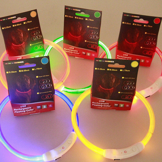 Pet Flashing Collar USB Rechargeable Glowing Necklace Safety Light