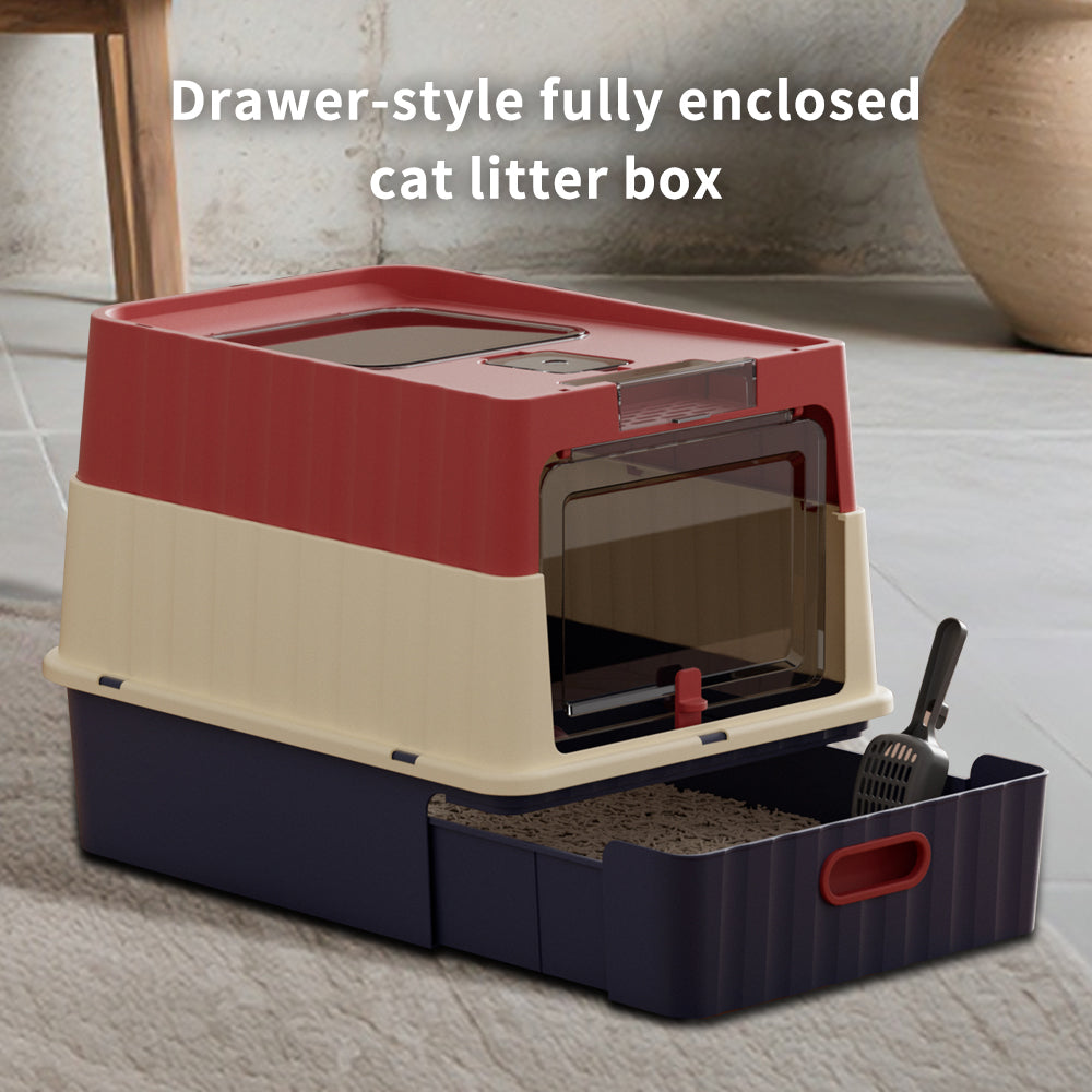 Dual Opening Fully Enclosed Cat Litter Box Top Entry Anti-tracking