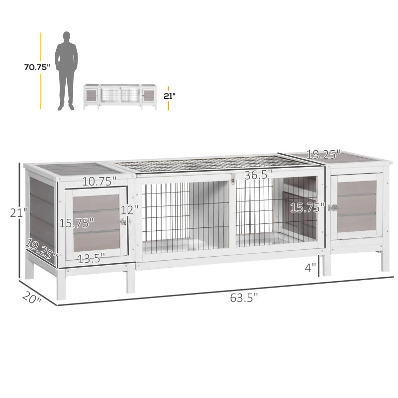 Rabbit Hutch Bunny Cage Guinea Pig House With Pull-out Tray