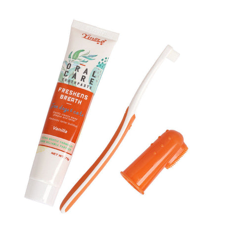 Pet Dog Fashion Cleaning Toothbrush Set (Cyan Toothbrush & White Toothbrush)