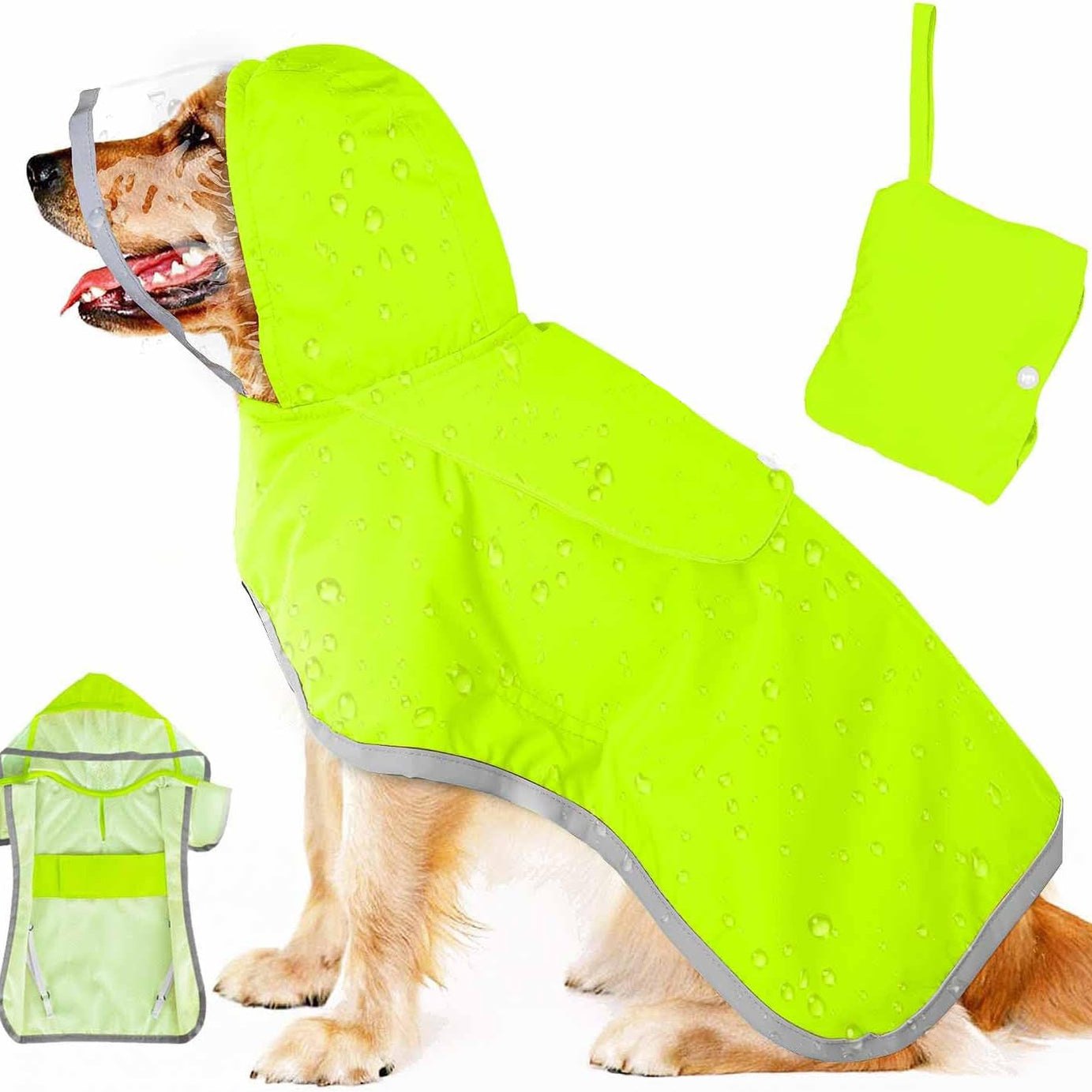 Dog Raincoat Waterproof Soft Breathable Rain Jacket For Small