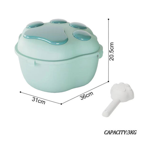 Dog Food Storage Container Claw Pet Grain Bucket With Cute Lid