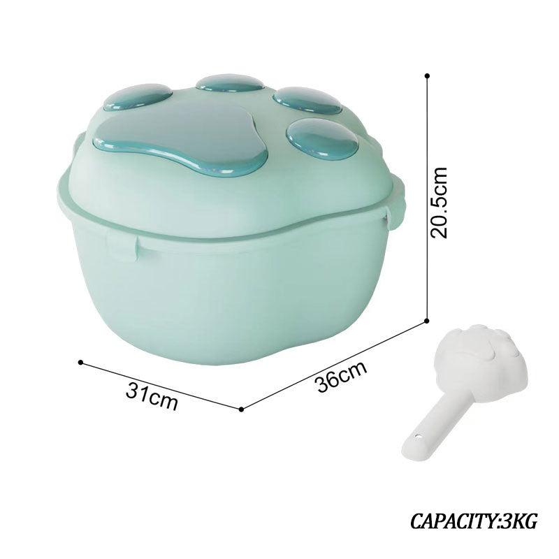 Dog Food Storage Container Claw Pet Grain Bucket With Cute Lid