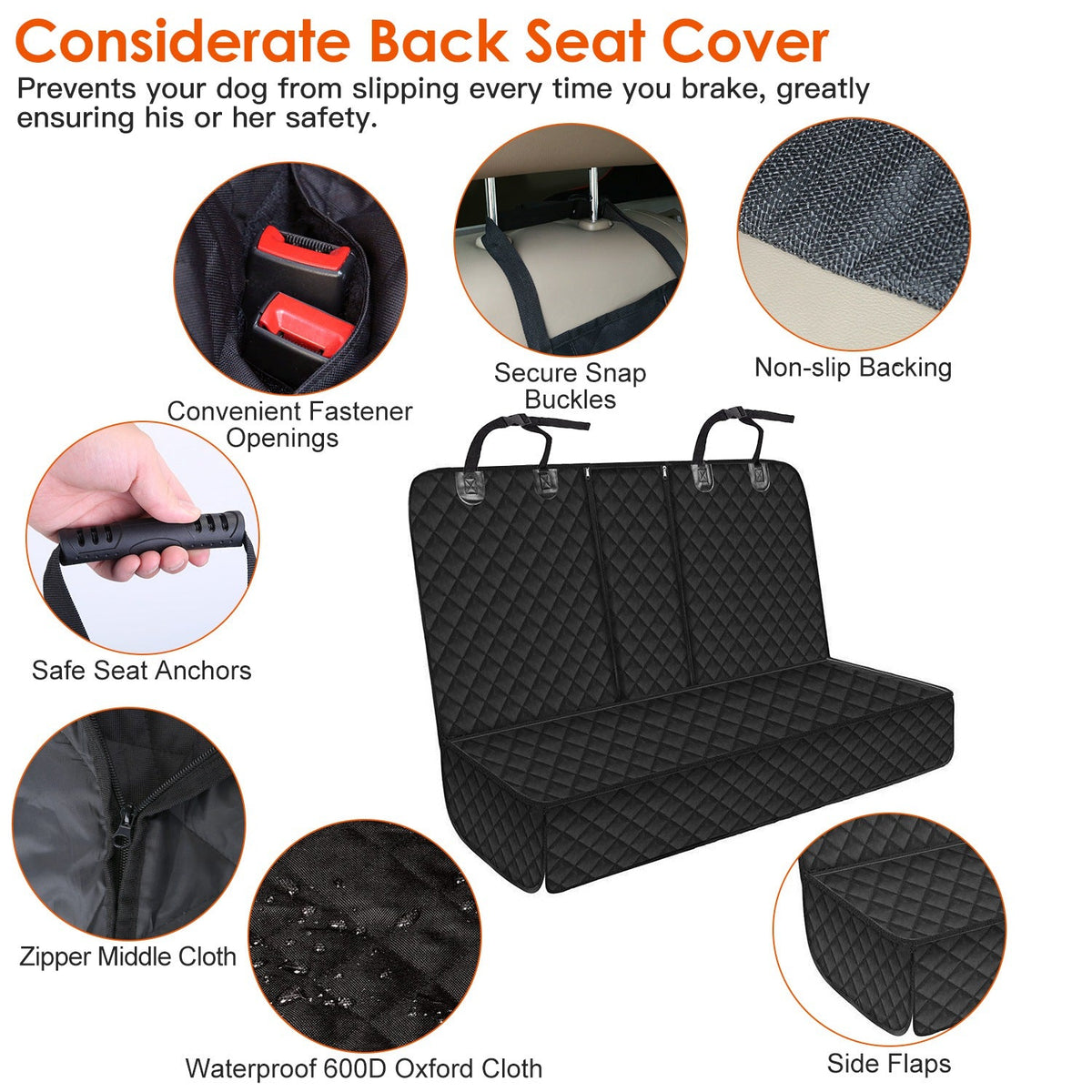 1pc Dog Car Seat Cover Waterproof Scratchproof Pet Rear Protector