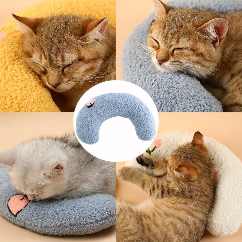 Little Pillow For Cats Fashion Neck Protector Deep Sleep Puppy (3 Pieces & Blue And White)